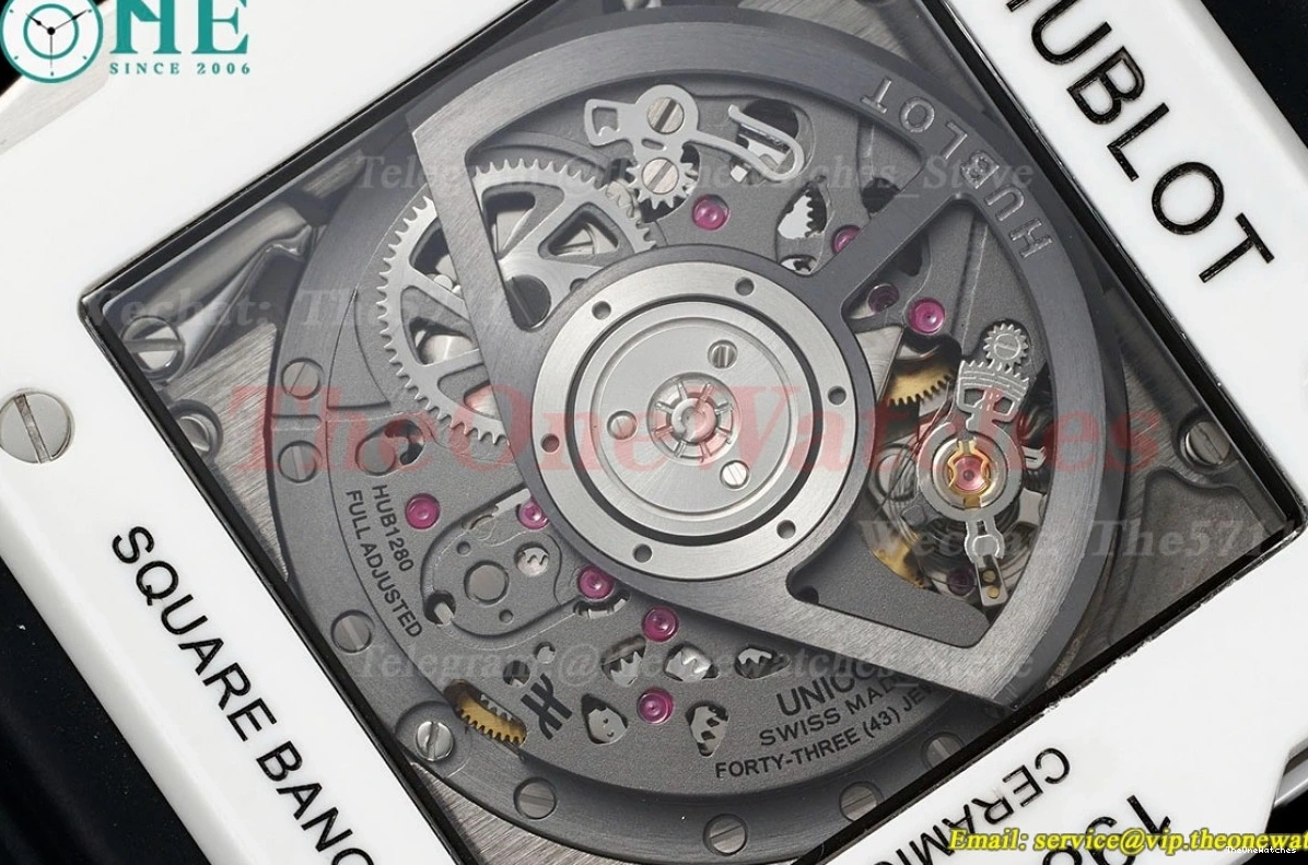 HUB1280A BBF RU White Cer Dial Unico Square Skeleton Bang 42mm 0521
